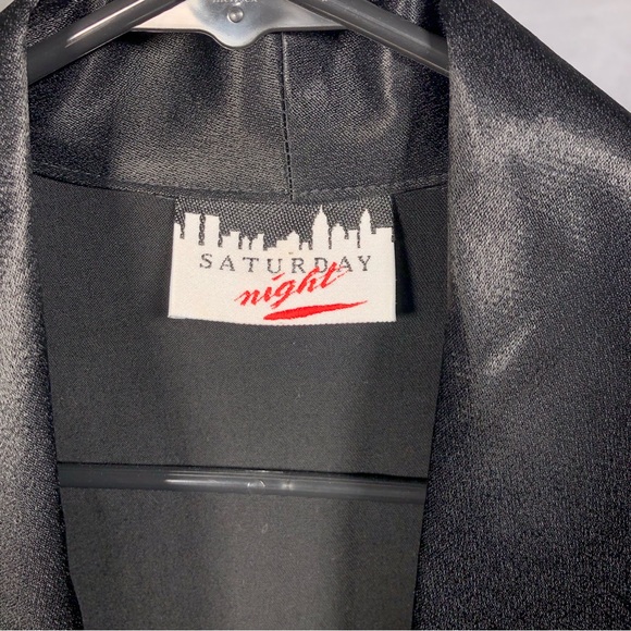 VINTAGE 80s Sz Small Black Cropped Tuxedo Style Jacket - Picture 2 of 6